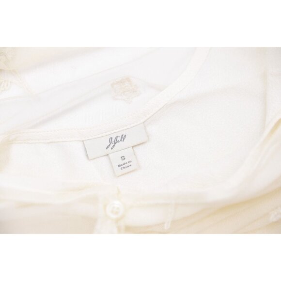 Vintage J. Jill Ivory Sheer Shirt with Tank 3/4 Sleeve Flower Embroidery Size S - Picture 12 of 13